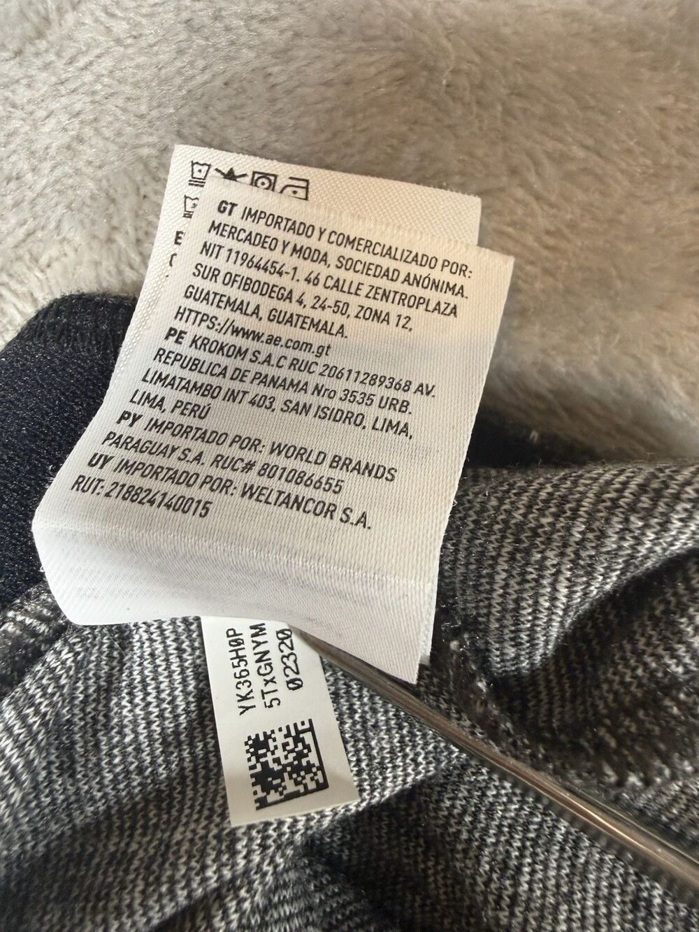 American Eagle Stretch Pants XL Gray Pinstripe Pull On Career Work Cropped Flare - Picture 12 of 13